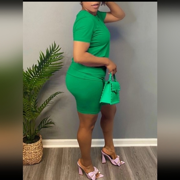 NEW CASUAL GREEN 2 PIECE SHORT SET PLUS SIZE FITS 3XL/4XL-5XL - Picture 2 of 5